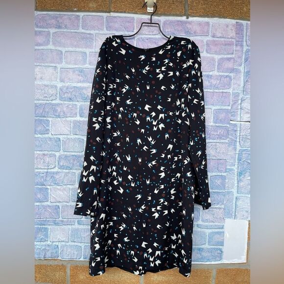 Diane Von Furstenberg black silk long sleeve dress size 12 pop art - Picture 1 of 10